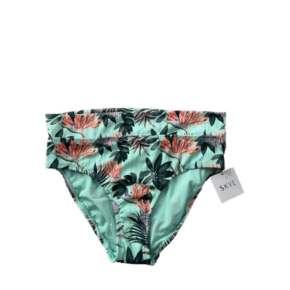 Skye Foldover Mid Waist Swim Bikini Bottom Spearmint ( S ) - Picture 3 of 4